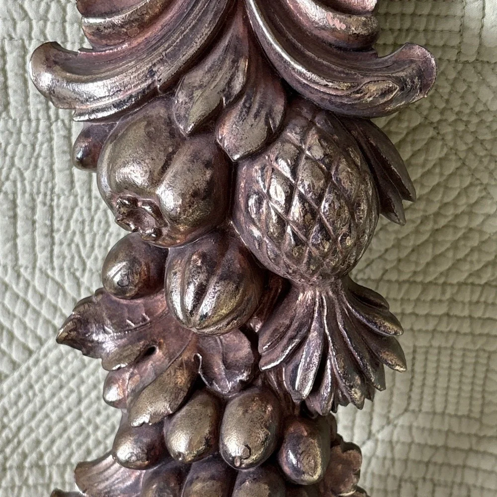 Vintage Syroco Gold Fruit Foliage Wall Plaque 16.25